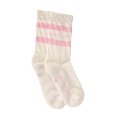 Golden Goose Deluxe Brand Striped Knit Ankle Socks In White
