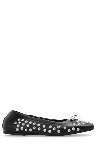 Golden Goose Amy Ballet Flats In Black Nappa Leather With Silver Coloured Studs