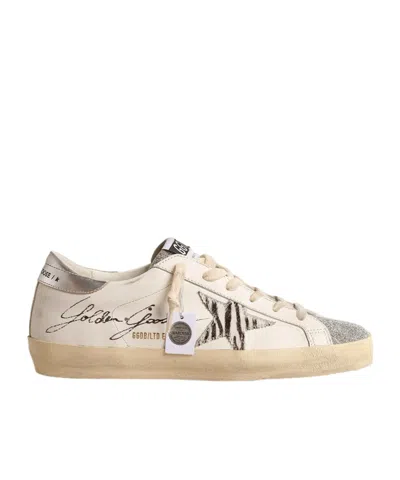 Golden Goose Super-star Ltd With Silver Swarovski Crystal Tongue In Neutral
