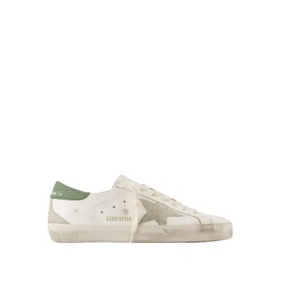 Golden Goose Super Star Leather Upper And Heel Suede Star And Spur In White
