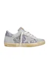 Golden Goose Super-star Suede And Glitter Upper Suede Star Glitter Heel Sneakers Silver In Gray