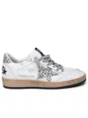 Golden Goose Ball Star Distressed Glittered Leather Sneakers In White