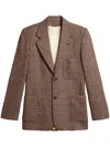 Golden Goose Houndstooth Check Blazer Jacket In Brown