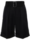 Golden Goose Belted Virgin Wool-blend Shorts In Black