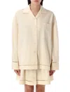 Golden Goose Texture Stripe Oversize Button-up Shirt In Neutrals