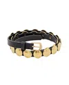 Golden Goose Belt Trinidad Thin Washed Leather Flesh Side With Studs In Black