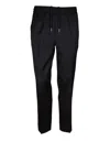Golden Goose Twill Drawstring Trousers With Gold Logo Plaque In Black