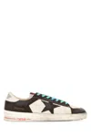 Golden Goose Distressed Leather Sneakers With Two-tone Star Patch In Multi