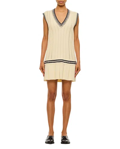 GOLDEN GOOSE GOLDEN GOOSE CREAM TEXTURED KNIT MINI DRESS