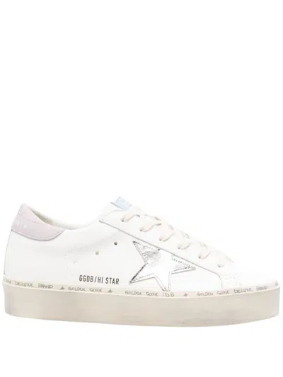 GOLDEN GOOSE GOLDEN GOOSE WHITE LEATHER SNEAKERS WITH METALLIC STAR ACCENT