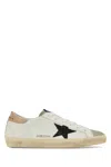 Golden Goose Superstar White Low Top Sneakers With Glittered Star Patch And Laminated Heel With Logo Lettering In In White