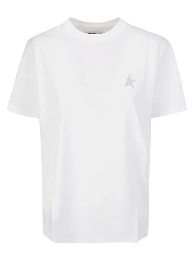 Golden Goose Deluxe Brand White T-shirt With Mezze Sleeves And Sparkling Star