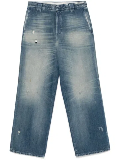 Golden Goose Deluxe Brand Wide-leg Denim Jeans With Distressed Detailing In Blue