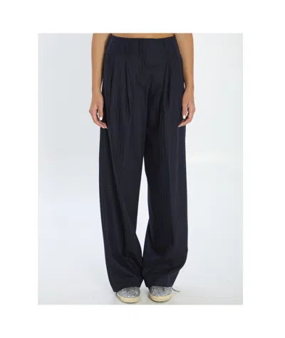 Golden Goose Women Pinstriped Trousers In Blue