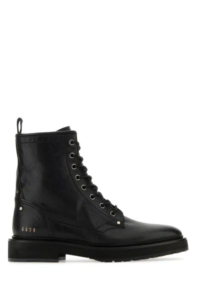 GOLDEN GOOSE GOLDEN GOOSE DELUXE BRAND WOMAN BLACK LEATHER COMBAT ANKLE BOOTS