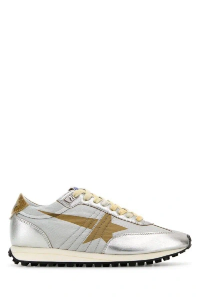 Golden Goose Silver Fabric And Leather Running Marathon Sneakers