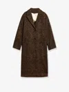 Golden Goose Single-breasted Cocoon Wool Coat With Jacquard Motif In Brown