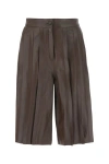 Golden Goose Brown Leather Bermuda Shorts In Brown