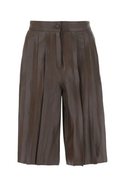 GOLDEN GOOSE GOLDEN GOOSE DELUXE BRAND WOMEN BROWN LEATHER BERMUDA SHORTS
