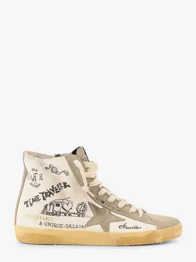 Golden Goose Deluxe Brand Women Leather Sneakers With All-over Francy Journey Print In Neutral