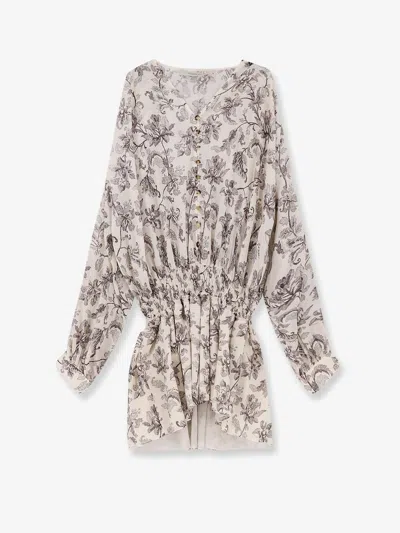 Golden Goose Deluxe Brand Women Short Cotton Dress With Floral Pattern In Multi