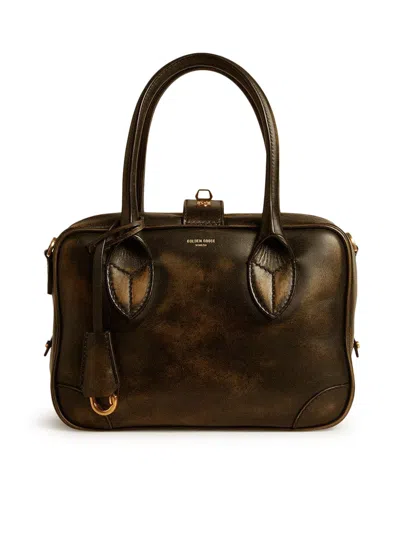 Golden Goose Deluxe Brand Women Vita Bag In Black Distressed Leather And Gold Details