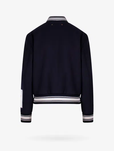 Golden Goose Deluxe Brand Women Wool Blend Bomber With Embroidered Logo In Blue