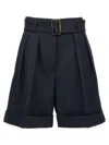 Golden Goose Belted Virgin Wool-blend Shorts In Blue