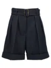 Golden Goose Belted Virgin Shorts Navy In Blue