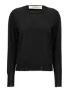 Golden Goose Black Merino Wool Sweater With Golden Applications For Women In Black