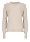 Golden Goose Lightweight Wool Crewneck Sweater With Ribbed Trims In Neutral