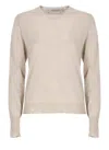 Golden Goose Lightweight Wool Crewneck Sweater With Ribbed Trims In Neutral