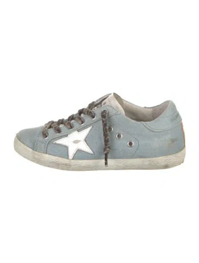 Pre-owned Golden Goose Denim Animal Print Sneakers In Blue/metallic