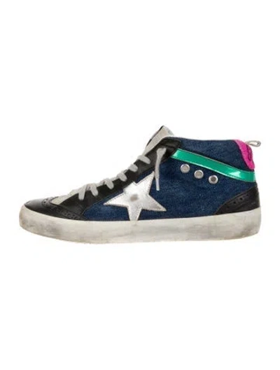 Pre-owned Golden Goose Denim Colorblock Pattern Sneakers In Blue