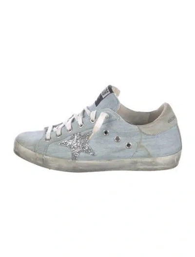 Pre-owned Golden Goose Denim Colorblock Pattern Sneakers In Blue