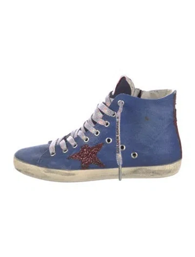 Pre-owned Golden Goose Denim Colorblock Pattern Sneakers In Blue