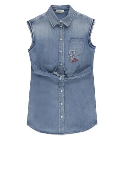 GOLDEN GOOSE DENIM DRESS WITH EMBROIDERY