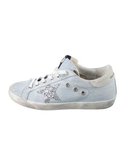 Pre-owned Golden Goose Denim Glitter Accents Sneakers In Blue