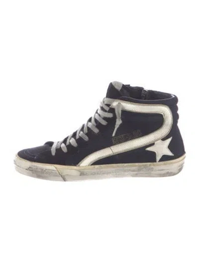 Pre-owned Golden Goose Denim Graphic Print Sneakers In Blue