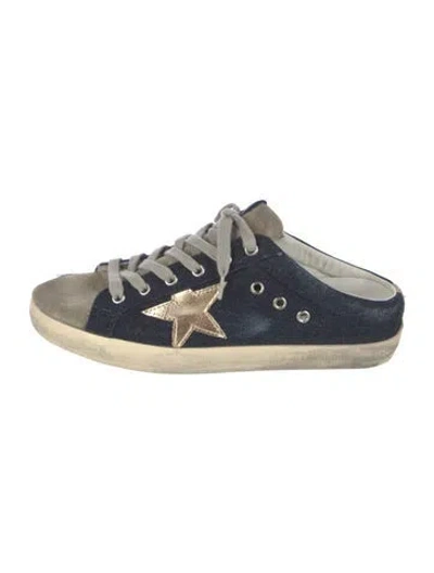 Pre-owned Golden Goose Denim Graphic Print Sneakers In Blue