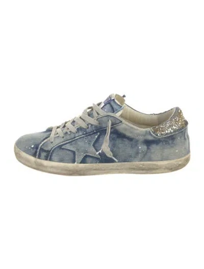 Pre-owned Golden Goose Denim Graphic Print Sneakers In Blue