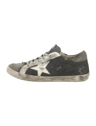 Pre-owned Golden Goose Denim Graphic Print Sneakers In Grey