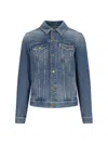 Golden Goose Blue Jacket With Patch Pockets On The Chest And Logoed Metal Buttons In Blue