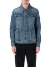 Golden Goose Blue Jacket With Patch Pockets On The Chest And Logoed Metal Buttons In Blue