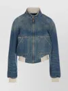 Golden Goose Ianira Denim Jacket With Knitted Ribbed Profiles In Blue