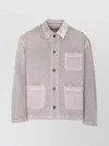 Golden Goose Denim Jacket With Studded Collar And Pockets In Neutral