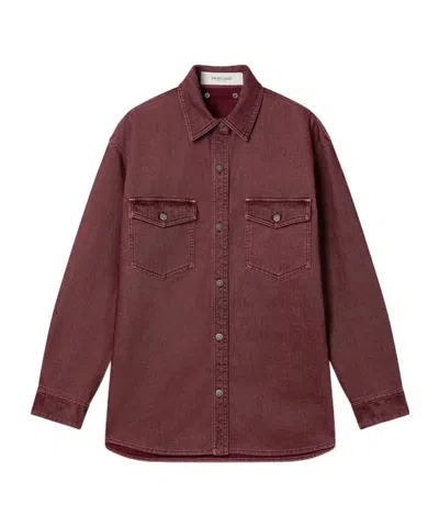 Golden Goose Denim Long-sleeved Shirt In Burgundy