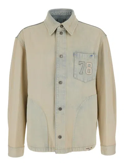 Golden Goose Denim ml Jacket Blue With Front Closure And Cotton Pockets For Women