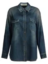 Golden Goose Deluxe Brand Women Oversized Shirt With Denim Print In Blue