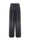 Golden Goose Grey Jeans With Pences On The Front And Logo Detail On The Rear In Black